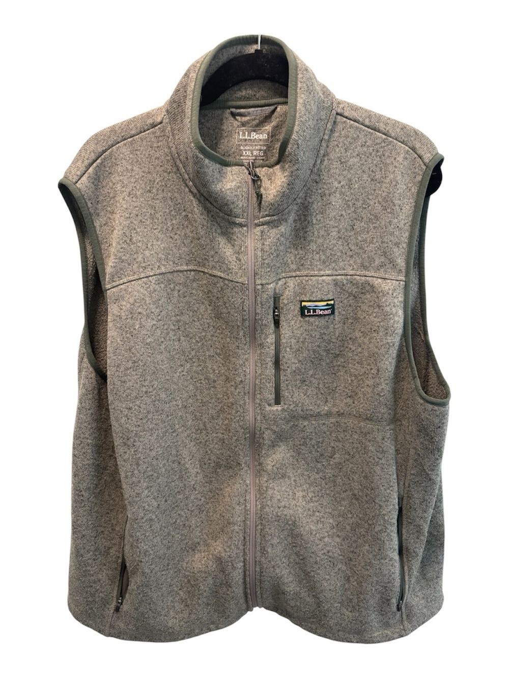 L.L. Bean Men's Green Grey Fleece Vest - Full Zip